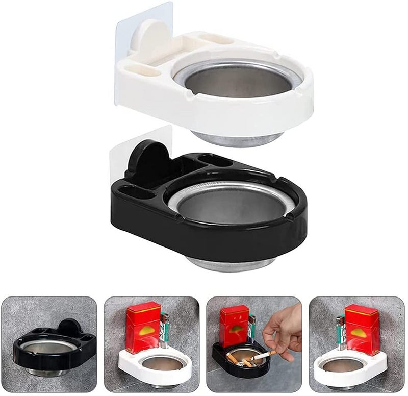 SHIDHMI Cigarette Ashtray Big Size Round Rotating Stainless Steel, Plastic Ashtray,Wall-mounted Waterproof Wall Hanging Ashtray with Suction Cup for Bathroom Toilet Home Office 2Pcs Random Color (Black&White) - Image 3