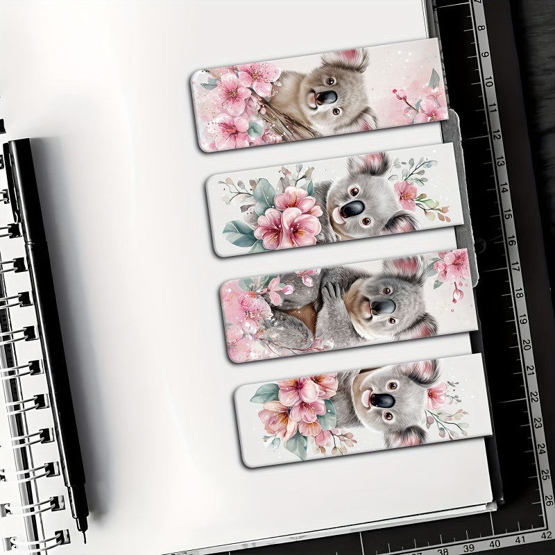 4 قطع علامات كتب مغناطيسية قابلة للطي مشابك كتب زهور الكوالا للمعلمين وعشاق الكتب والمخططات المكتبية وملحقات القراءة هدية أدوات مكتبية - Image 3