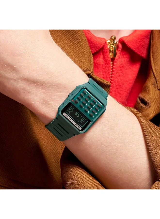 CASIO Unisex Digital Display Watch With Green Resin Strap - CA-53WB-3BDF