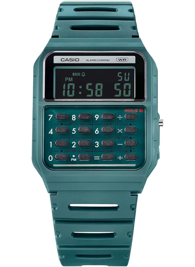 CASIO Unisex Digital Display Watch With Green Resin Strap - CA-53WB-3BDF