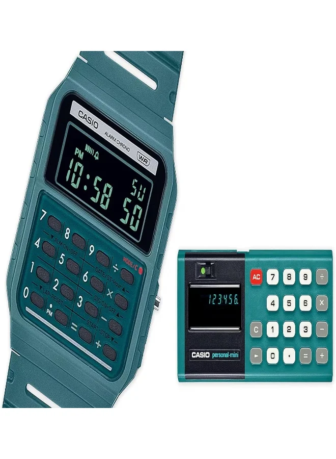 CASIO Unisex Digital Display Watch With Green Resin Strap - CA-53WB-3BDF