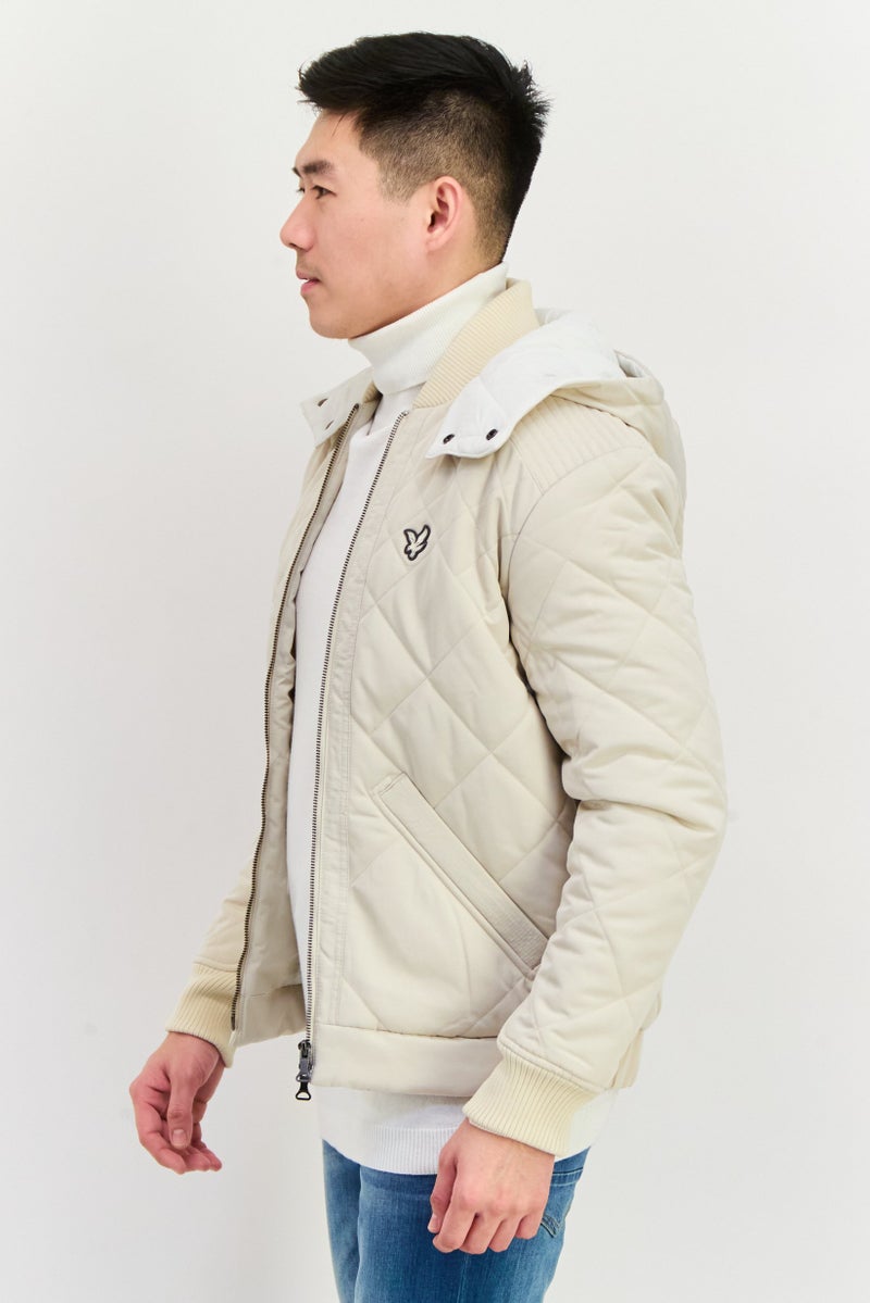 Lyle & Scott Men Quilted Hooded Jacket, Beige  - Image 4