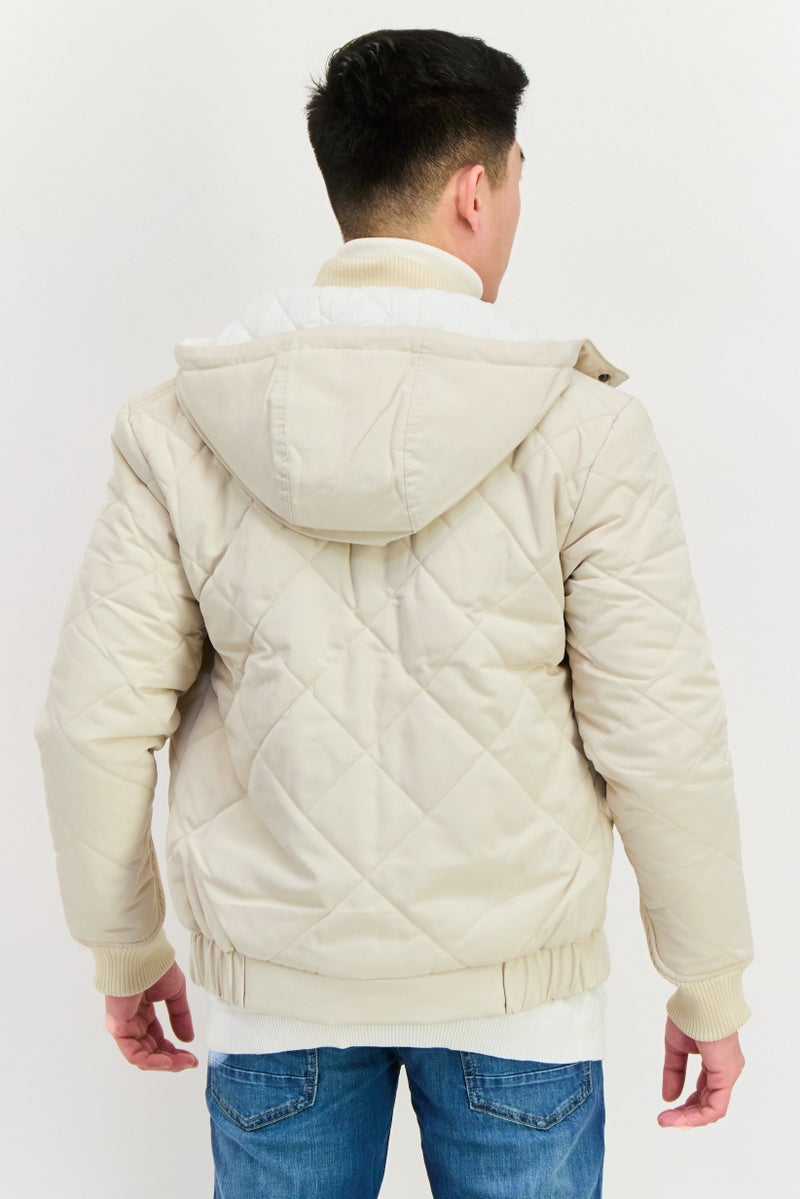 Lyle & Scott Men Quilted Hooded Jacket, Beige  - Image 2