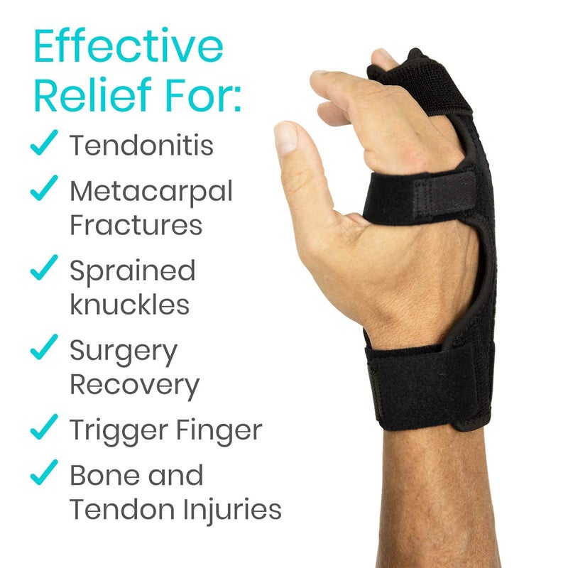 Vive Boxer Finger Splint Brace Supports Pinky Ring Middle Metacarpals and Knuckles  Right or Left Adjustable Hand Brace  Straightening for Trigger Finger Injury Fracture Broken Tendonitis 775 inch - Image 2