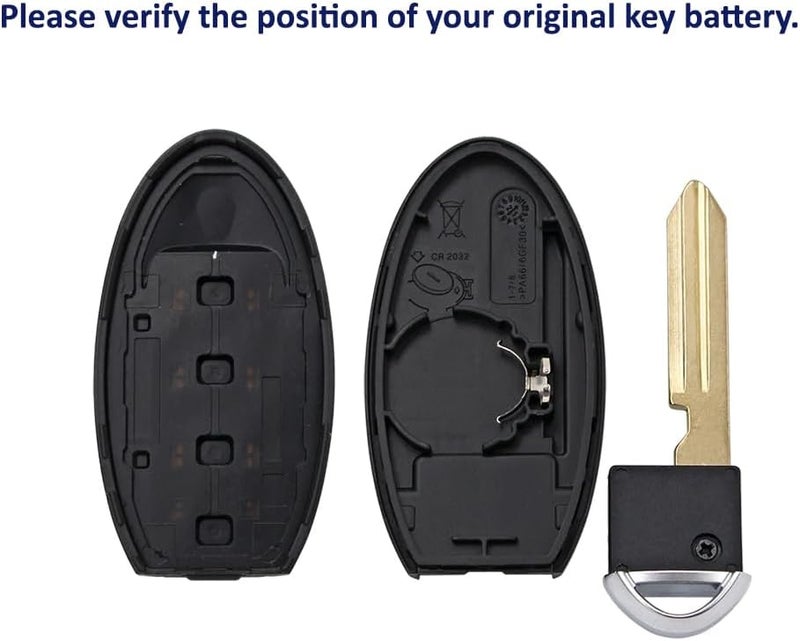 4 Buttons Replacement Key Shell with Uncut Key for Nissan Altima Armada Frontier Maxima Murano Pathfinder Quest Sentra Xterra 350Z, Keyless Entry Car Remote Fob Case - Image 2