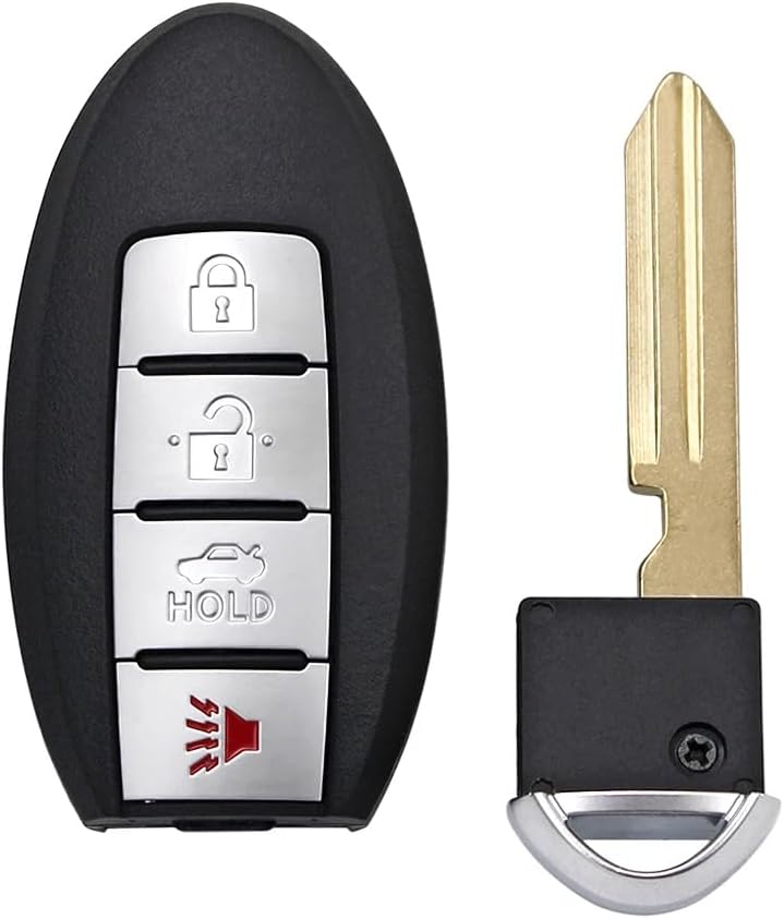 4 Buttons Replacement Key Shell with Uncut Key for Nissan Altima Armada Frontier Maxima Murano Pathfinder Quest Sentra Xterra 350Z, Keyless Entry Car Remote Fob Case - Image 1