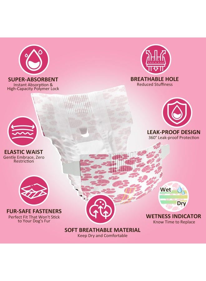 Dono Dog Diapers Female, Disposable Doggie Diapers, Super Absorbent Puppy Diapers with Adjustable Tail Hole, Wetness Indicator for Cats Doggy in Heat Period, Small, 16 Count - Image 2