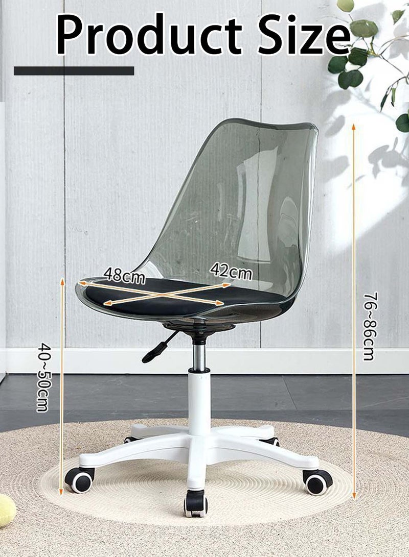 Acrylic Chair Ergonomics Modern Office Desk Armless Study Chair Computer Swivel Desk Chair With Waterproof PU Leather PP Seat Cushion With Silent Wheel Adjustable Height