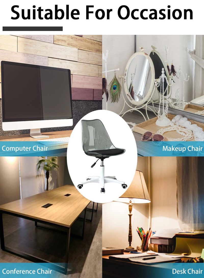 Acrylic Chair Ergonomics Modern Office Desk Armless Study Chair Computer Swivel Desk Chair With Waterproof PU Leather PP Seat Cushion With Silent Wheel Adjustable Height