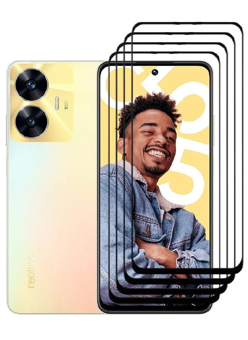 AINA 4 Pieces Tempered Glass Screen Protector 5D Designed For Realme C55 Full Glue Edge to Edge Full Screen Coverage And Bubble Free - Image 1