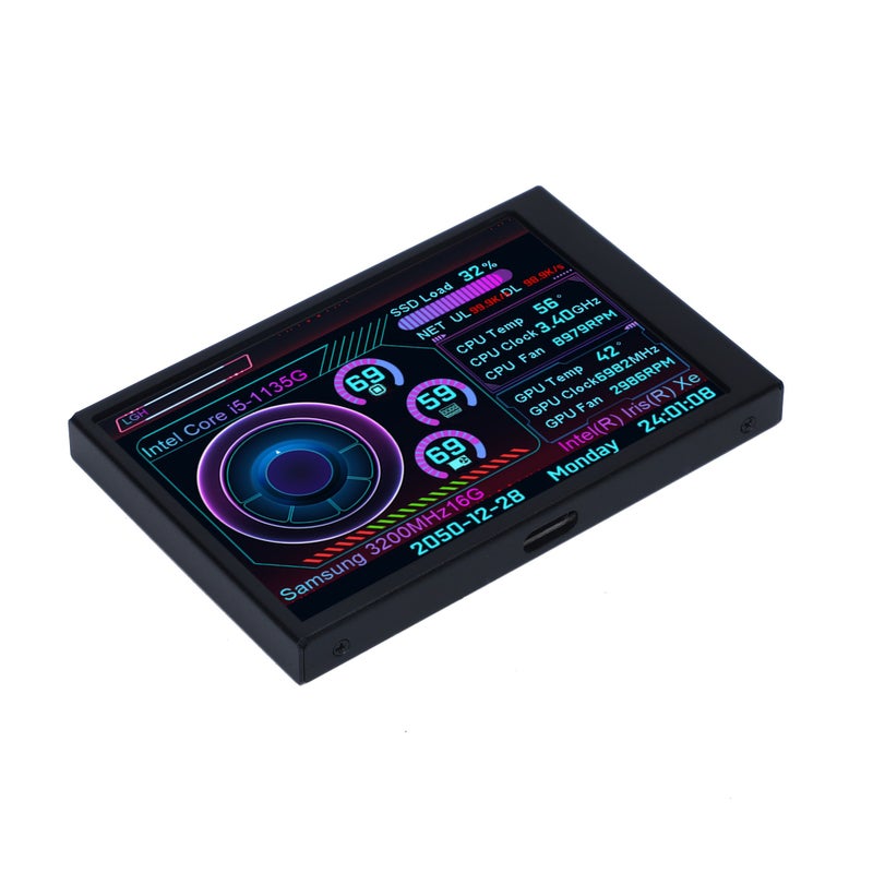 3.5 Inch Secondary Display IPS Full View Angle Monitor USB Surveillance Screen Powered PC Hardware Status Desktop Computer Status Monitor AIDA64 Pre Installed Black - Image 5