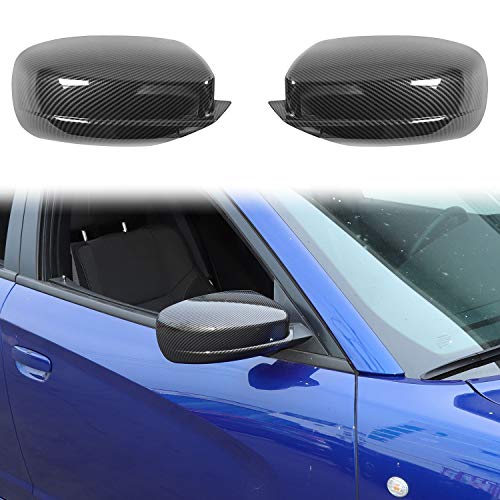 Voodonala Carbon Fiber Side Mirror Trim for 2010-2025+ Dodge Charger & Chrysler 300C, 2pcs ABS Plastic, Triangular, Right & Left, High-Class Decor & Scratch Coverage - Image 1