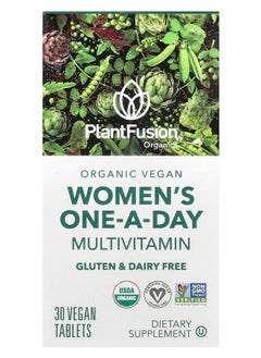 PlantFusion Women's One-A-Day Multivitamin Organic Vegan 30 Vegan Tablet 