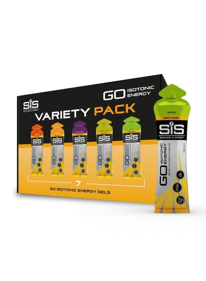 SIS GO Isotonic Energy Gels | 22g Carbohydrates | Low Sugar | Easily Digestible | Gluten Free | No Water Needed | Running Gels | Variety Pack | 7 Pack - Image 1