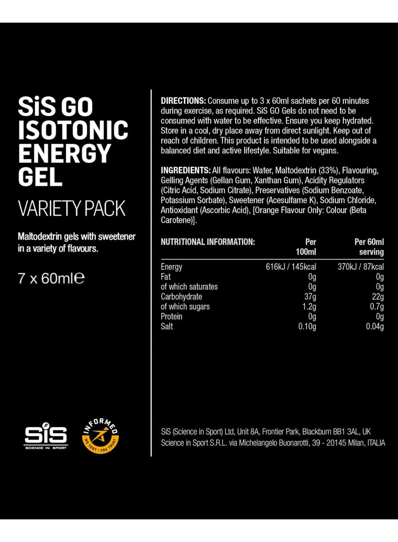 SIS GO Isotonic Energy Gels | 22g Carbohydrates | Low Sugar | Easily Digestible | Gluten Free | No Water Needed | Running Gels | Variety Pack | 7 Pack - Image 5