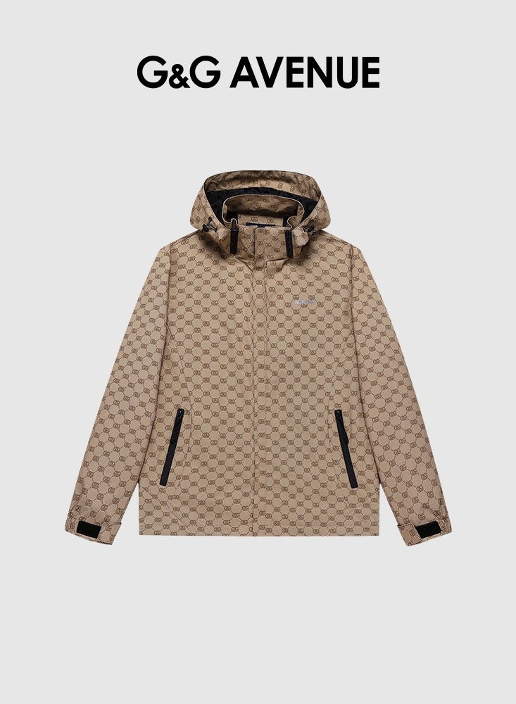 G&G AVENUE Men Winter Jacket Lightweight Hooded Jacket Waterproof Autumn Casual Print Charge Windbreaker  - Image 1