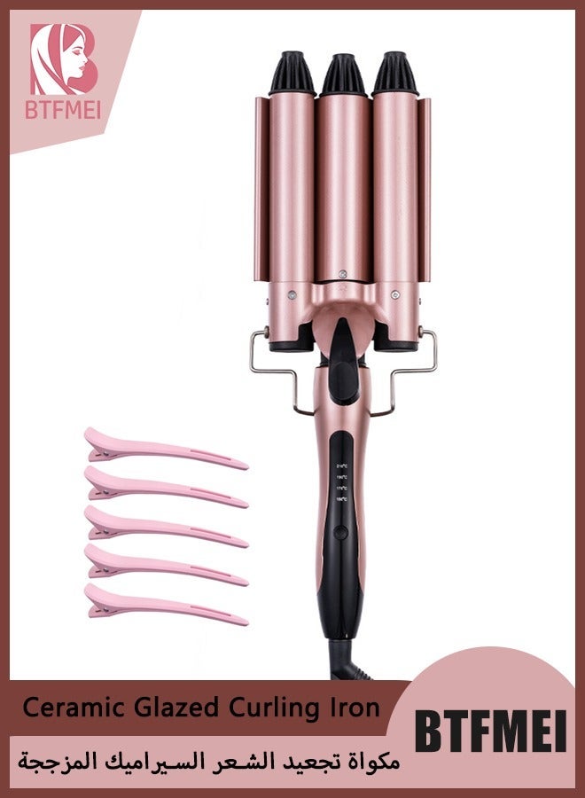 BTFMEI Hair Curler 3 Barrel Curling Iron Curler Crimper Curling Tongs Ceramic Hair Wavers Curling Wands Curler Styling Tools Free Non-Tracking Large Clip*5 - Image 1