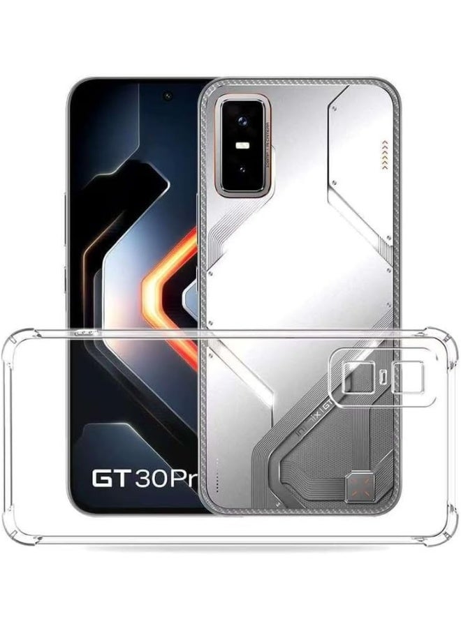 جراب متوافق مع هاتف Infinix GT30 Pro، غطاء شفاف من السيليكون (TPU) مقاوم للصدمات، مزود بحماية للكاميرا وزوايا معززة ضد الصدمات - شفاف. - Image 1