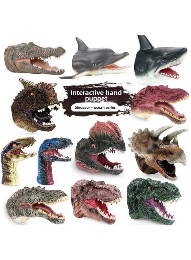 Science And Education Cognitive Puppet Head Simulation Dinosaur Marine Animal Children Interactive Entertainment Model Gloves Toy-Color:X366 Sea Beast Puppet Head (dark Brown With IC)  - Image 2