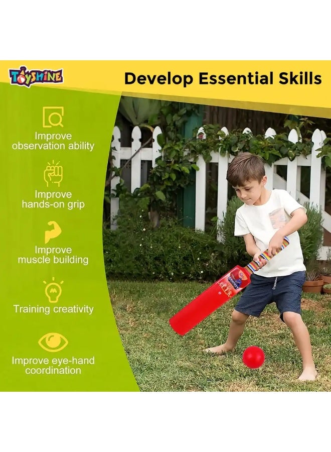Toyshine Bat and Ball Junior Cricket Combo Size 2 for Kids 3-5 Years - Assorted - Image 3