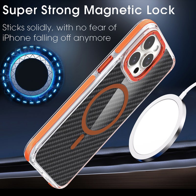 HuHa Protective Cover For iPhone 14 Plus Magsafe Dual-Color Carbon Fiber Phone Case(Black) - Image 3