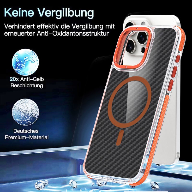 HuHa Protective Cover For iPhone 14 Plus Magsafe Dual-Color Carbon Fiber Phone Case(Black) - Image 2