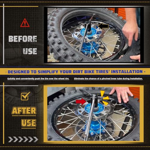 FQRANBO Dirt Bike Tire Changing Tool Kit Fits for Dirt Bikes Motocross Enduro 16" to 21" Wheels, Portable Tire Changer Includes 15/17/20/25mm Axles, Black - Image 3