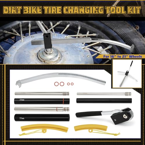 FQRANBO Dirt Bike Tire Changing Tool Kit Fits for Dirt Bikes Motocross Enduro 16" to 21" Wheels, Portable Tire Changer Includes 15/17/20/25mm Axles, Black - Image 5