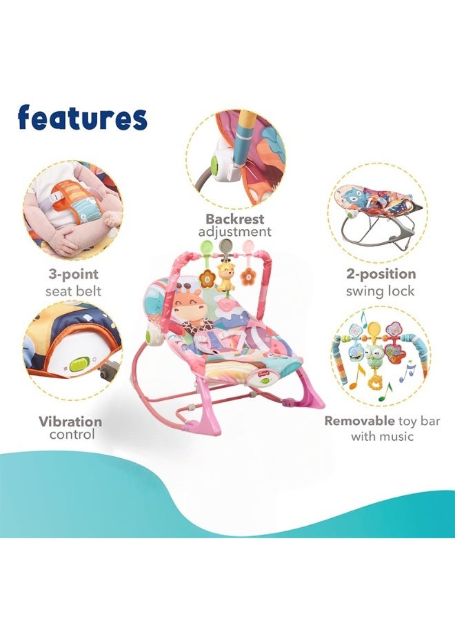 Baby Bouncer Seat, Baby Rocker, Swings and Vibrations seat for Infants, Portable Baby Swing with Music Box and Toys, Adjustable Multi Position, Newborn to Toddler, giraffe - Image 3