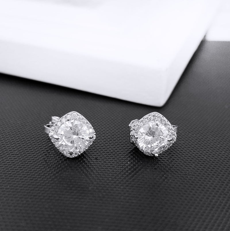 YOQUCOL 7mm CZ Crystal Clip On Earrings Cubic Zirconia Non Pierced Stud For Women - Image 3