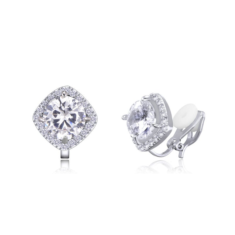 YOQUCOL 7mm CZ Crystal Clip On Earrings Cubic Zirconia Non Pierced Stud For Women - Image 1
