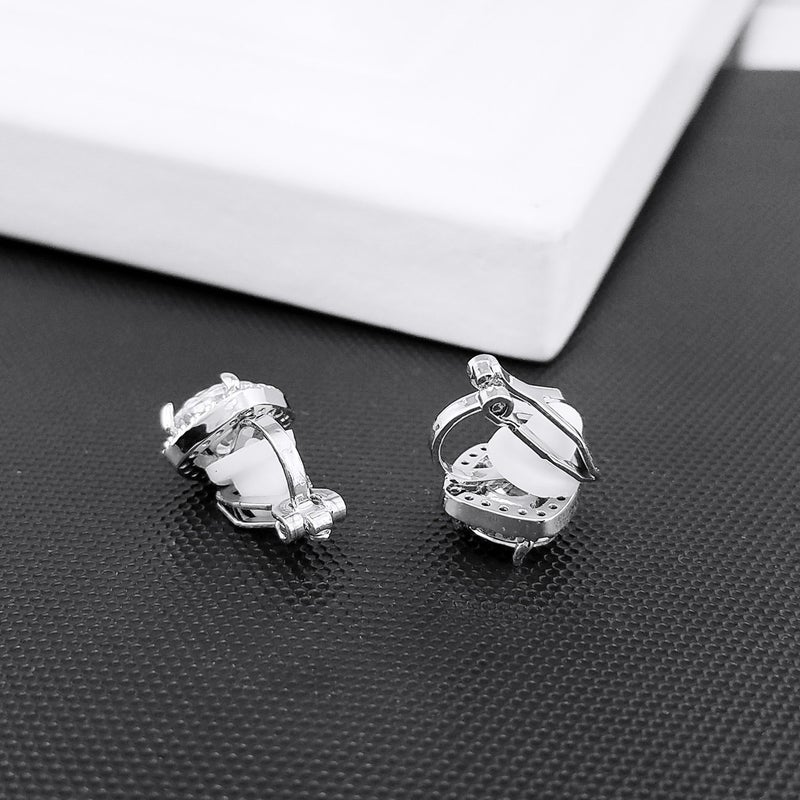 YOQUCOL 7mm CZ Crystal Clip On Earrings Cubic Zirconia Non Pierced Stud For Women - Image 5