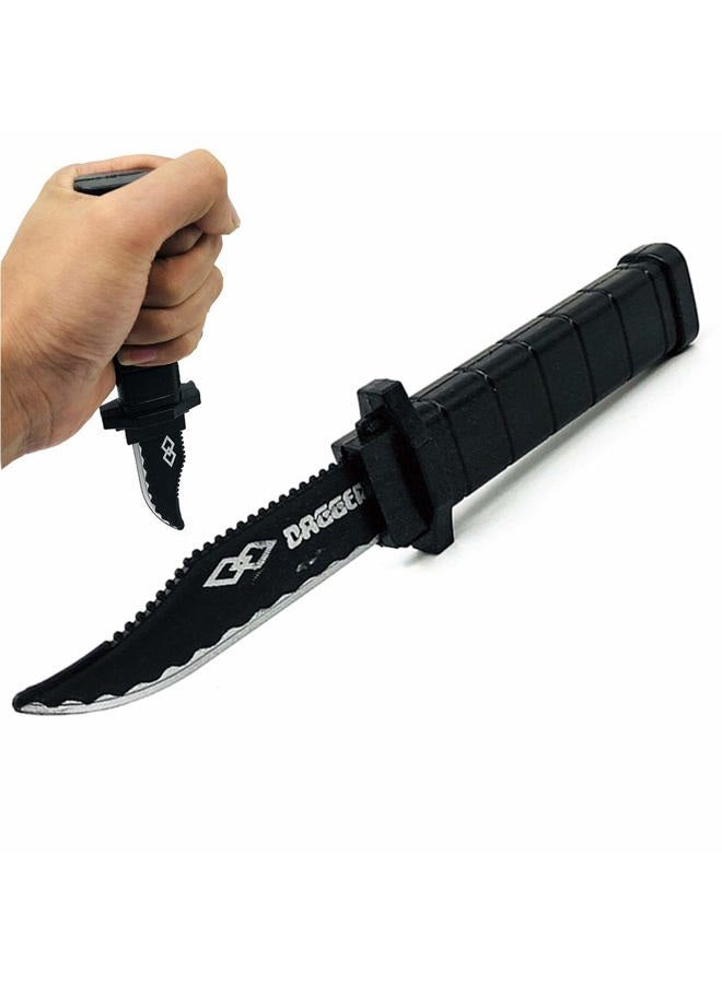 Cooplay 4PCS Retractable Fake Knife Toy Extension Hardcover Dagger Plastic Funny Trick Gadget Props Classic Gag Fun Prank Friend for Halloween Fools Day Party - Image 1
