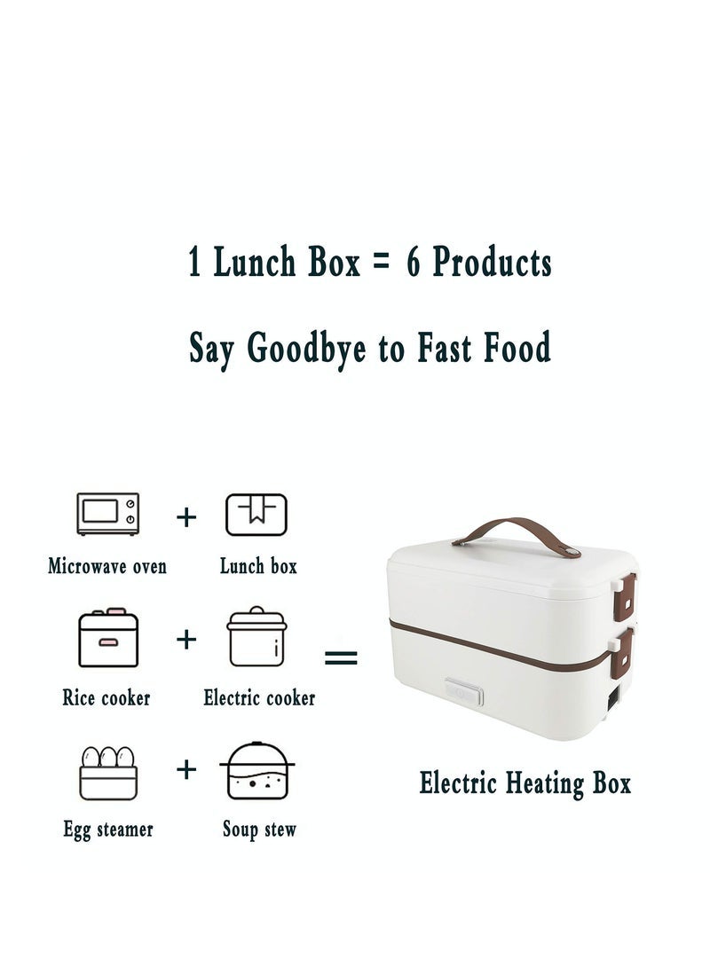 Captaintech Electric Lunch Box Container, Food Heater Heatup, Adult Kids Lunch Warmer in Office/Home/Travel Rice Cooker Egg Steamer 220v (white) - Image 2