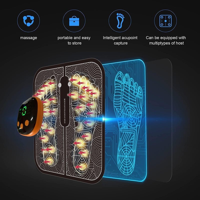 Foot Massager for Pain Relief, EMS Foot Massager, Folding Portable Feet Massage Machine,8 Modes 18 Intensities Relax Muscles,Electronic Muscle Stimulatior Massage Mat for Home or Work - Image 4