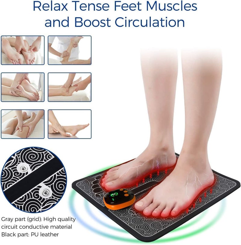 Foot Massager for Pain Relief, EMS Foot Massager, Folding Portable Feet Massage Machine,8 Modes 18 Intensities Relax Muscles,Electronic Muscle Stimulatior Massage Mat for Home or Work - Image 2