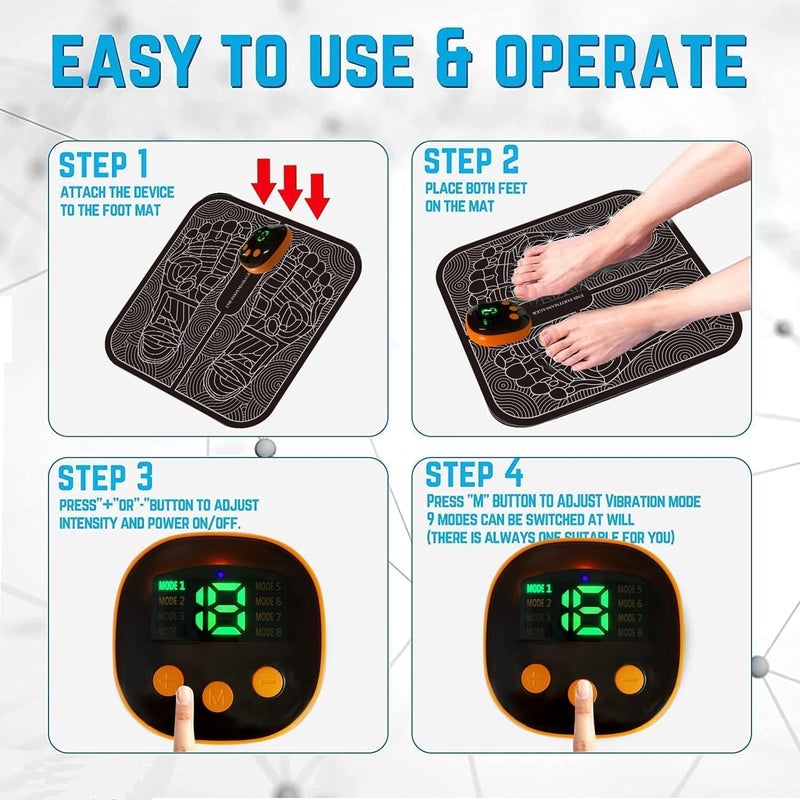 Foot Massager for Pain Relief, EMS Foot Massager, Folding Portable Feet Massage Machine,8 Modes 18 Intensities Relax Muscles,Electronic Muscle Stimulatior Massage Mat for Home or Work - Image 3