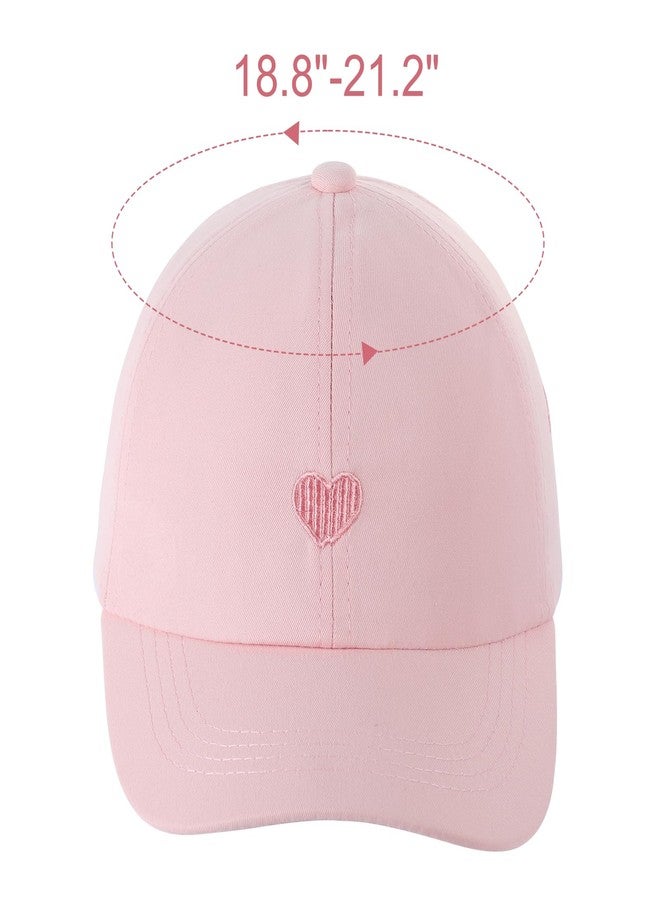 LUCKYBUNNY Girls Backless Baseball Cap Ponytail Hat, Love Heart Embroidered Baseball Hat Natural Curly Hair Caps for 3-8 Years - Image 5