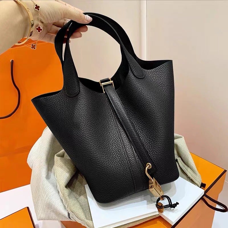 Bag 2023 New Style Vegetable Basket Women'S Bag Togo Cowhide Bucket Bag Large Capacity All-Match Niche High-End Handbag - Image 3