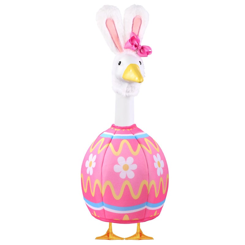 Celltestria Easter Goose Outfit Porch Goose Costume Pink Egg Bunny Goose Clothes for 23" Geese Spring Easter Outdoor Patio Yard Lawn Garden Art Decoration - Image 1
