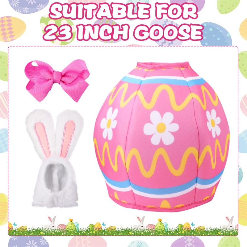 Celltestria Easter Goose Outfit Porch Goose Costume Pink Egg Bunny Goose Clothes for 23" Geese Spring Easter Outdoor Patio Yard Lawn Garden Art Decoration - Image 2