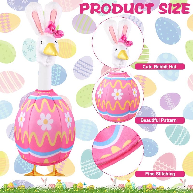 Celltestria Easter Goose Outfit Porch Goose Costume Pink Egg Bunny Goose Clothes for 23" Geese Spring Easter Outdoor Patio Yard Lawn Garden Art Decoration - Image 3