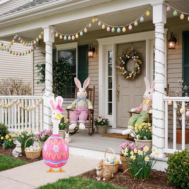 Celltestria Easter Goose Outfit Porch Goose Costume Pink Egg Bunny Goose Clothes for 23" Geese Spring Easter Outdoor Patio Yard Lawn Garden Art Decoration - Image 5