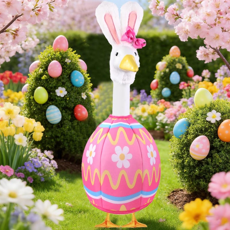 Celltestria Easter Goose Outfit Porch Goose Costume Pink Egg Bunny Goose Clothes for 23" Geese Spring Easter Outdoor Patio Yard Lawn Garden Art Decoration - Image 4