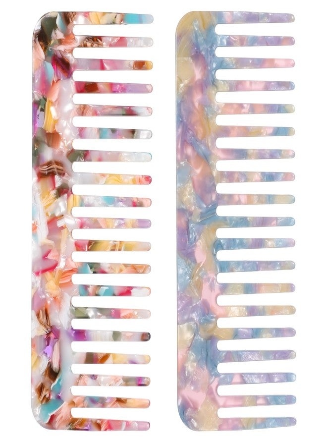 Yuomeaz 2 Pcs Comb Wide Tooth, Acetate Large Tooth Combs for Women, Wide Teeth Detangling Combs for Curly Wet Wavy Dry Thick Long Hair - Image 1
