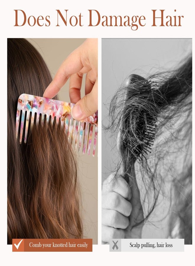 Yuomeaz 2 Pcs Comb Wide Tooth, Acetate Large Tooth Combs for Women, Wide Teeth Detangling Combs for Curly Wet Wavy Dry Thick Long Hair - Image 2