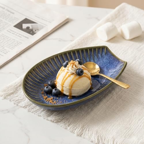 Hoilse Ceramic Spoon Rest for Stove Top, Spoon Holder for Kitchen Counter, Lead-Free Utensil Rest for Cooking Spoons, Ladles & Spatulas, Dishwasher Safe Farmhouse Kitchen Decor- VintageBlue - Image 2