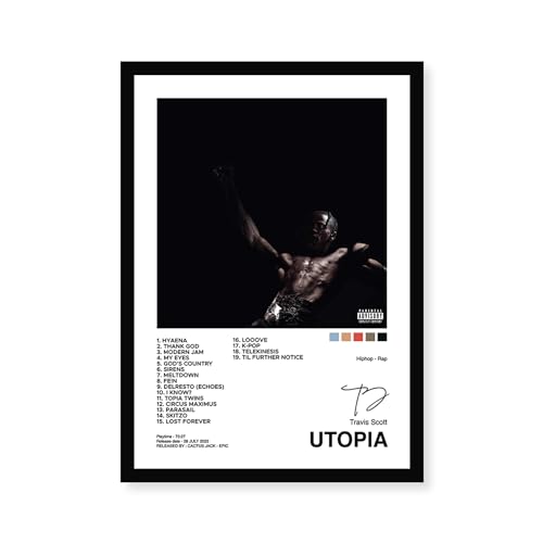 CodersParadise Travis Scott Utopia Wall Poster | 8x12 Inch (A4) Framed Music Artwork, Hanging Wall Decor for Bedroom, Living Room & Home, Album Art for Fans - Image 1