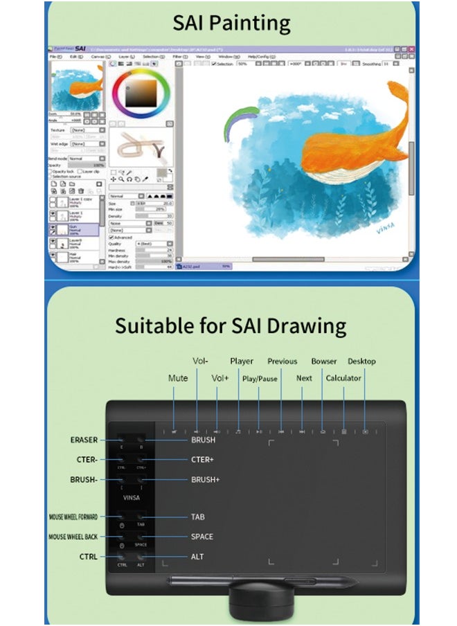 Generic 1060PLUS Graphic Tablet - Handwriting and Drawing Tablet, USB-A, 10x6 Inch, 8192 Levels Pressure Sensitivity  - Image 4