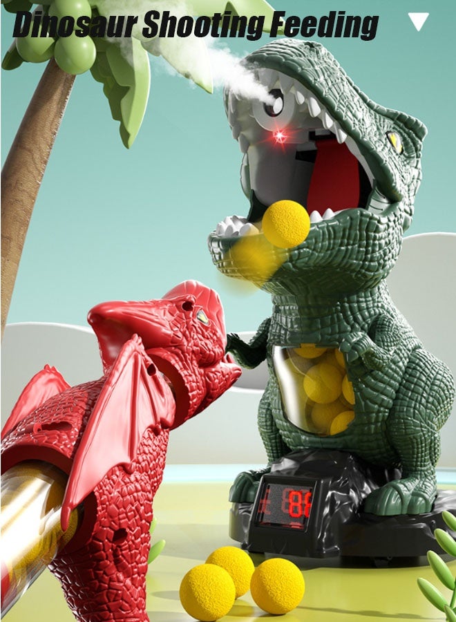 Aikenn Movable Dinosaur Shooting Toys, Kids Electronic Target Shooting Games with 1 Dinosaur Toy Gun, 12 Soft Foam Balls 1 Glass Birthday Gift for Boys Girls Kids Children - Image 3